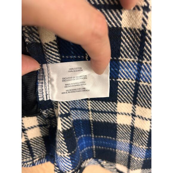 Orvis Blue Plaid Flannel Shirt Men’s Medium Cotton Button Front Elbow Patch - Picture 7 of 9